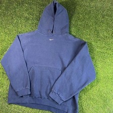Nike Center Swoosh Hoodie Sweatshirt Navy Blue, Size XL, Vintage Late 90s