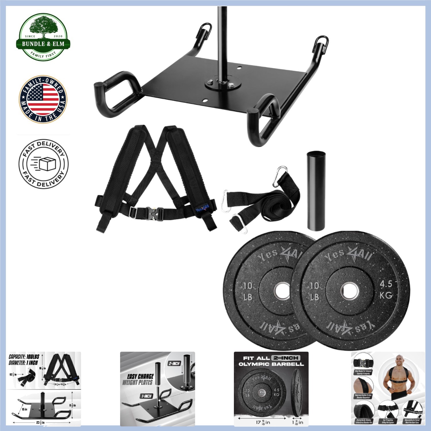 Trineo de entrenamiento con pesas con hebilla de acero y chaleco ajustable para fuerza