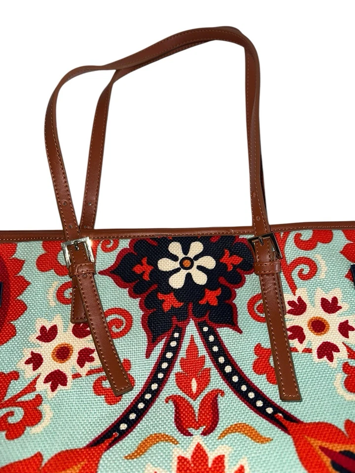 Bolso de Mano Spartina 449 Waving Girl Jetsetter Multicolor Lona Cuero Marrón  Foto 2 de 4