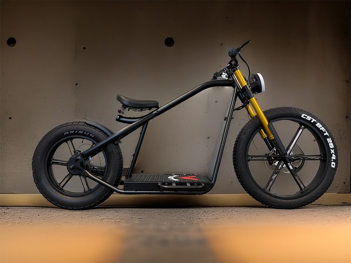 Black Electric bike For Adults 26in 1000W 48V Fat Tire Cruiser Bobber style