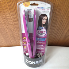 New Conair Tourmaline Ceramic Flat Iron 410 Degree High Speed Heat Auto Off