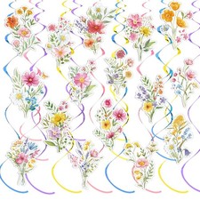 36 Pcs Wildflower Hanging Swirl Decorations Flower Birthday Multi Color