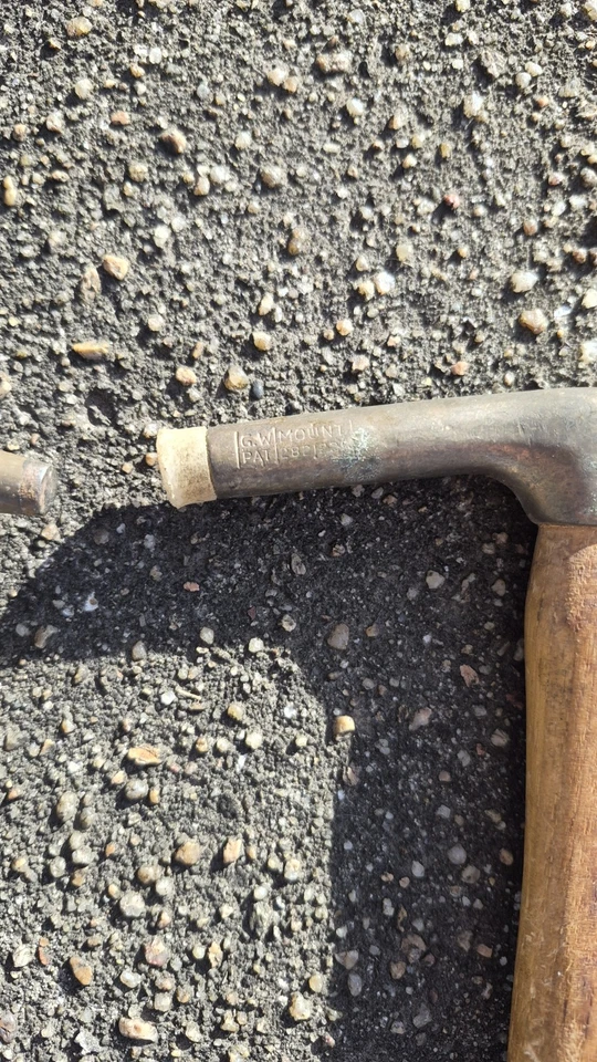 G. W. Mount U4 cabeça dupla latão tack martelo/martelo cabo de madeira ponta magnética - Imagem 3 de 4