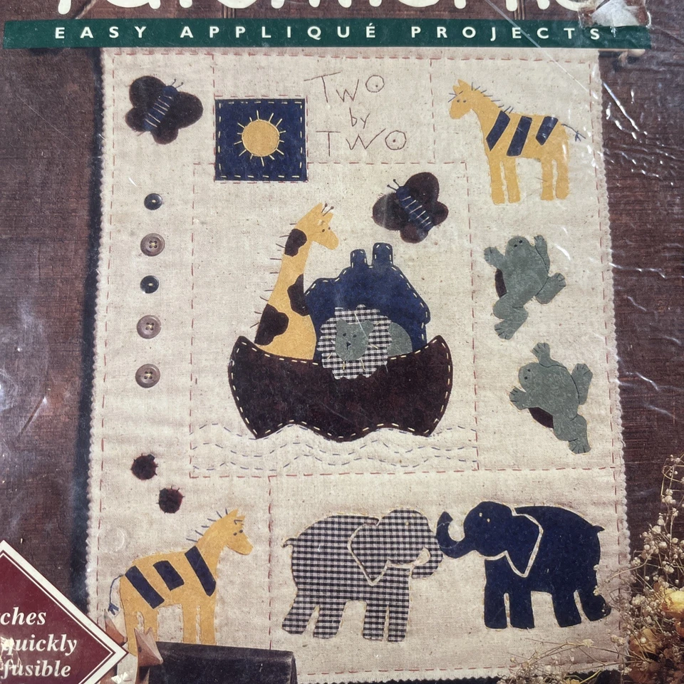 Bucilla Applique Quilt Banner Noah's Ark Bible Wall Hanging 13x16 New Vtg - Image 4 of 4