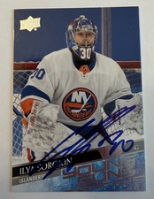 Ilya Sorokin Autographed Signed 2020-2021 UD Young Guns Rookie Card JSA COA. rookie card picture
