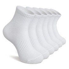 Kids Ankle Athletic Socks Boys Girls Youth Teen 6-8 Years 6 Pairs White