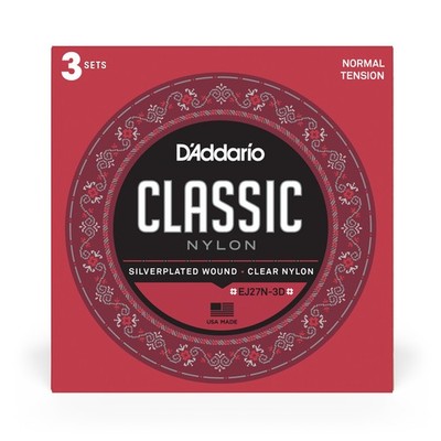D'Addario EJ27N Student klassische Nylon-Gitarrensaiten, normale Spannung, 3 Sets