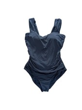 Jantzen Navy Blue One Piece Swimsuit Tummy Control Wide Strap Sz 14 Slimming