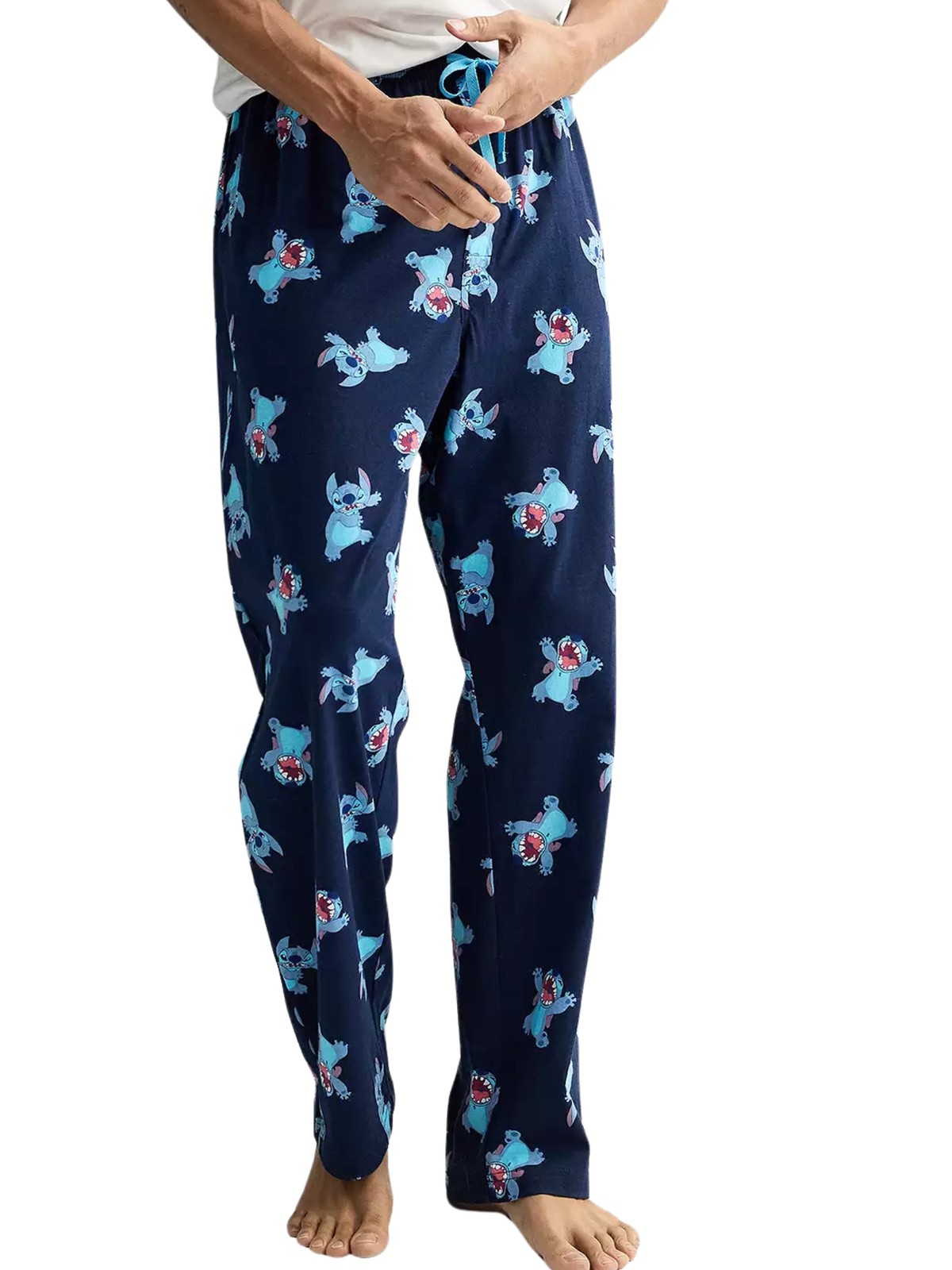 Men's Disney Lilo & Stitch Pajama Pants Sleepwear Loungewear Blue All-Over Print