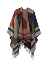 Urban CoCo Women's Printed Tassel Open front Poncho Cape Cardigan Wrap Shawl