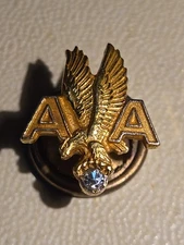 - RARE - Vintage American  Airlines  10k GOLD 10 YEARS Service Eagle Pin 1940's 