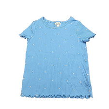 Cat and Jack Girls Short Sleeves Tee Shirt Medium Size 8 Blue Floral Print Top