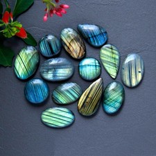 13 Pcs 250Cts Natural Labradorite Loose Cabochon Gemstone 18x18-32x15mm R-12914