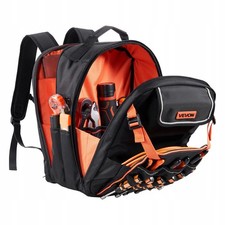 VEVOR Werkzeugrucksack 45 Taschen 22,7 kg Schwarz Orange ZL-GJD-0315