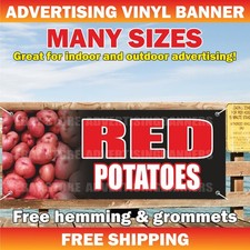 RED POTATOES Advertising Banner Vinyl Mesh Sign Vegetables Fruits Farm Stend