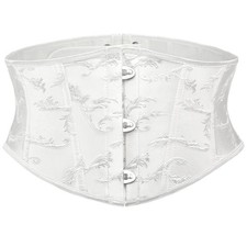 Jacquard Corset Belt for Women Underbust Lace Up Waist Wide White Corset Belt...
