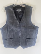 Black Leather Gallery Vest Mens Size 44 Snap ...