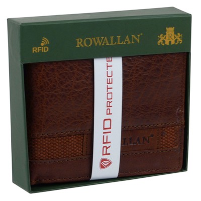 Herren-Geldbörse aus Büffelleder mit Doppelfaltung von Rowallan Panama Geschenkbox robust stilvoll