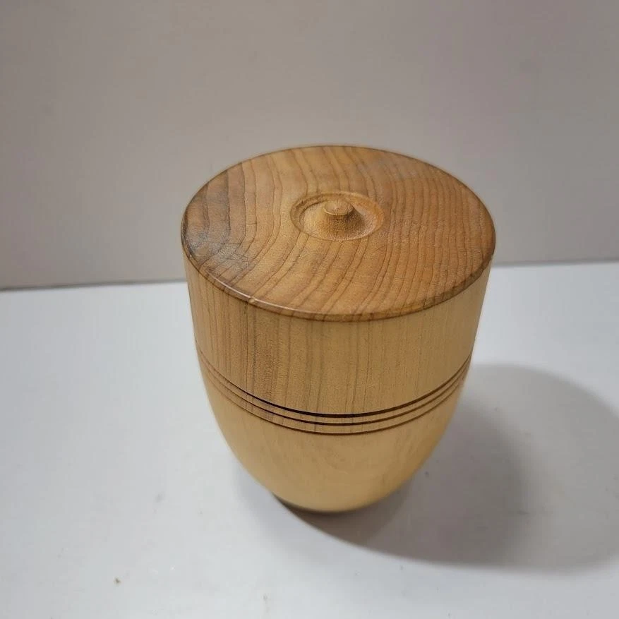 Vintage Dick Carlson Signed Hand Turned Juniper Lidded Wood Trinket Box 2002 #43 - Image 2 of 4
