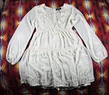 Lulus Long Sleeve Short Flowy Tier Dress Floral Midi Dress Size Medium White