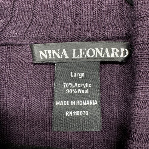 Nina Leonard Sweater Womens Size L Acrylic Wool Tie Waist Mock Neck Ribbed NWT - Picture 5 of 10