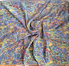 Unique Handmade Square Headscarf Multicolor Floral Viscose Blend 34 x 35 in