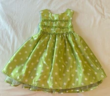 Brooke Lindsay Girls Dress Size 3T ~ Lime Green White Polka Dot Sleeveless Lined