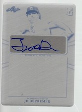 2022 Leaf Perfect Game Printing Plate Black Autograph MA-JDD J. D. DeCremer 1/1