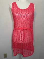 NWT- Miken Women s Racerback Dress Swim Cover-Up Pink Sz L