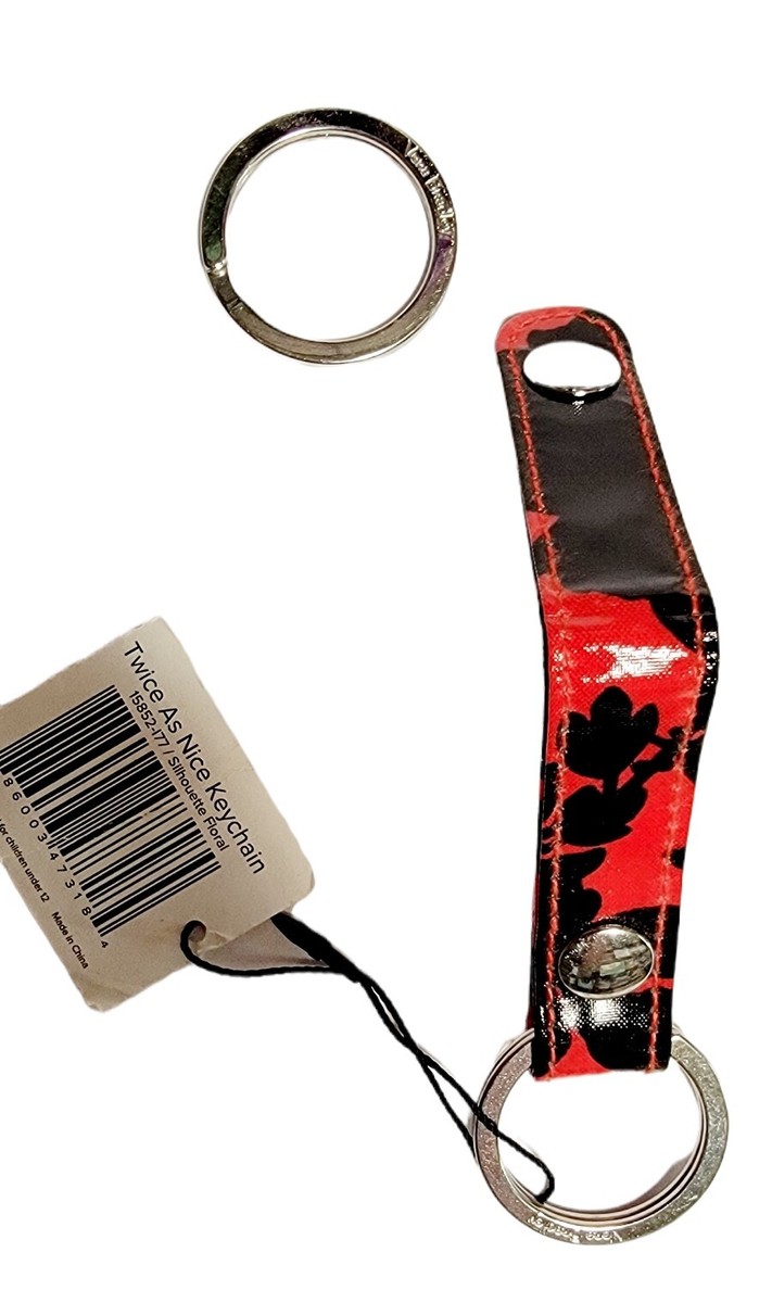 Vera Bradley Silhouette Floral Keychain Twice As Nice KeyRing Red