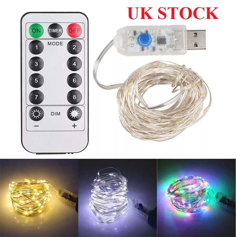 DIY Micro LED USB Fairy String Lights Outdoor Xmas Remote Control Wedding Party