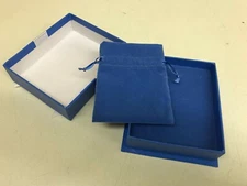 LOT 48 Earring Bracelet Retail Jewelry Gift Box Blue Paper Velvet Bag Wholesale