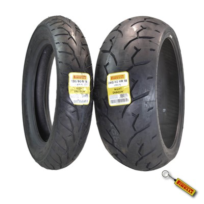 Pirelli Night Dragon 130/90B16 and 240/40VR18 Motorcycle Tires with Keychain