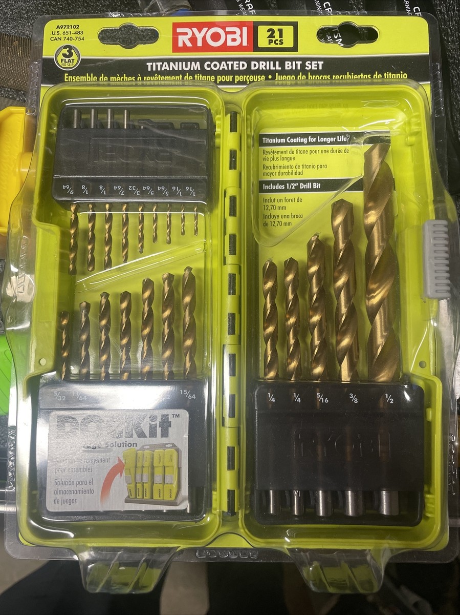 Ryobi Titan-beschichtetes Bohrer-Set – 21-teilig Mit Dockit-Aufbewahrung