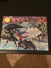 Vintage 1997 Milton Bradley Batman  Robin 200 Piece Glitter Puzzle Complete