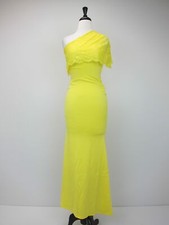 ASOS Club L One Shoulder Lace Cape Overlay Maxi Dress US 4 Yellow  NWT