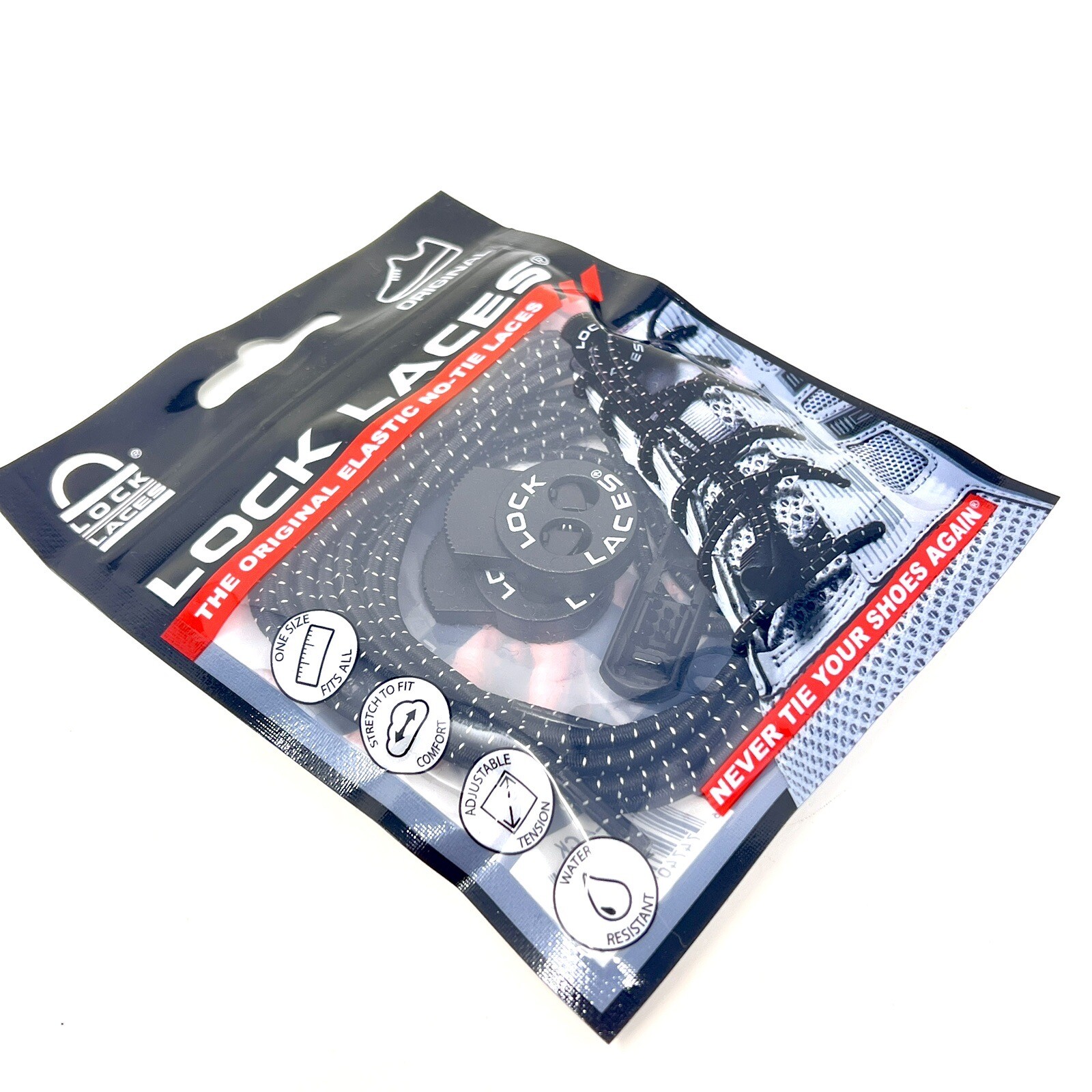 Lock Laces Original Elastic No-Tie Laces New Comfort One Size Water Resistant