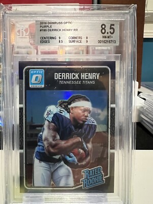 2016 Optic Derrick Henry purple refractor rated rookie. BGS 8.5. Ravens ...