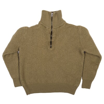 Schott Bros 1/4 Zip Pullover Mock Neck Olive Green Sweater Women's Size Medium