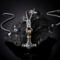 Nordische Halskette Thors Hammer Keltisch MjöLnir Vegvisir Runen Wikinger 60 Cm