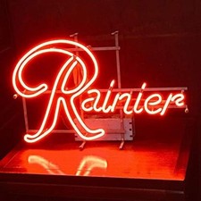 17"x14" Rainier Neon Sign Visual Real Glass Handmade Room Beer Bar Lamp MM541