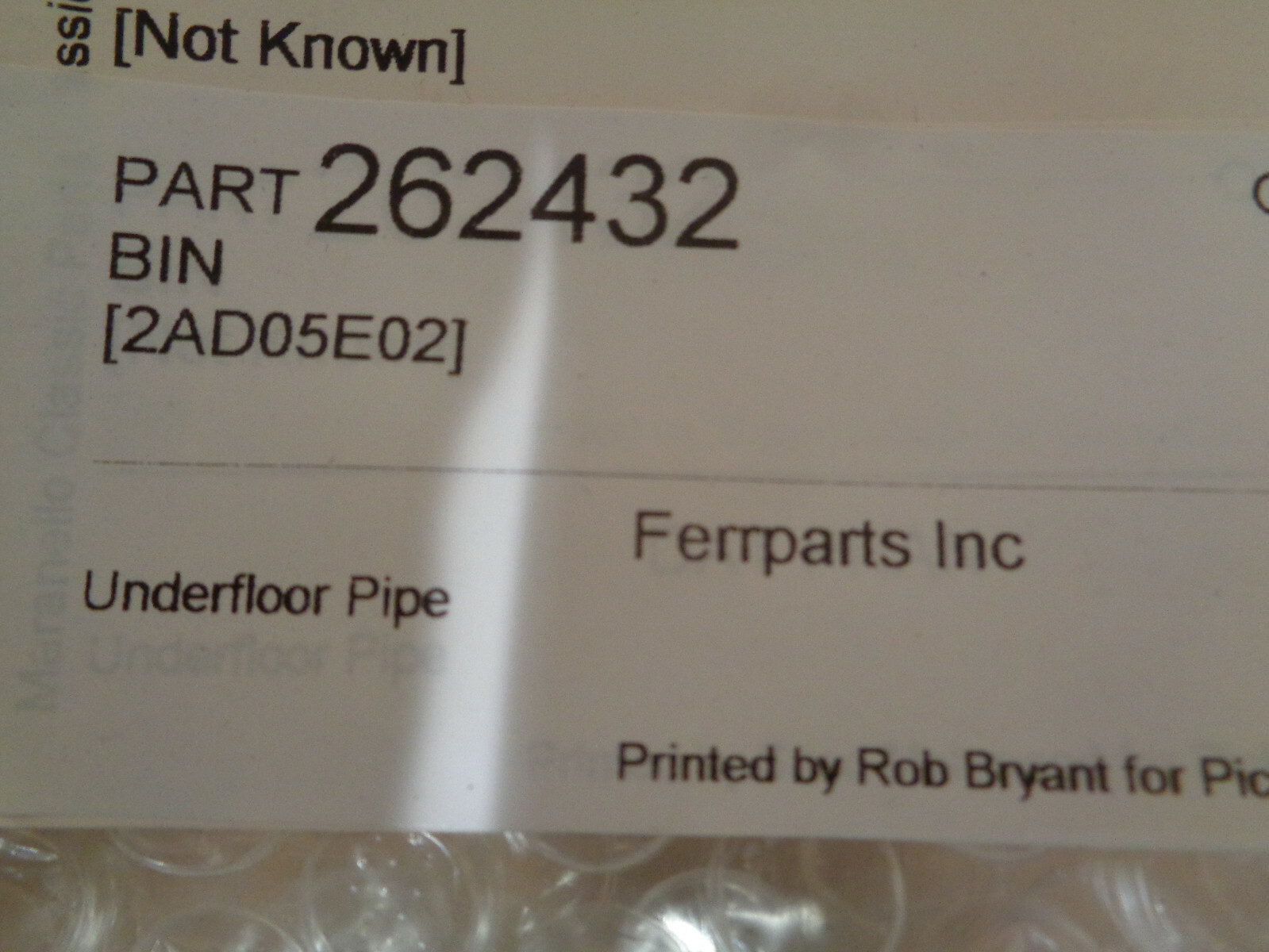 Ferrari 458 Underfloor Pipe  P/N 262432