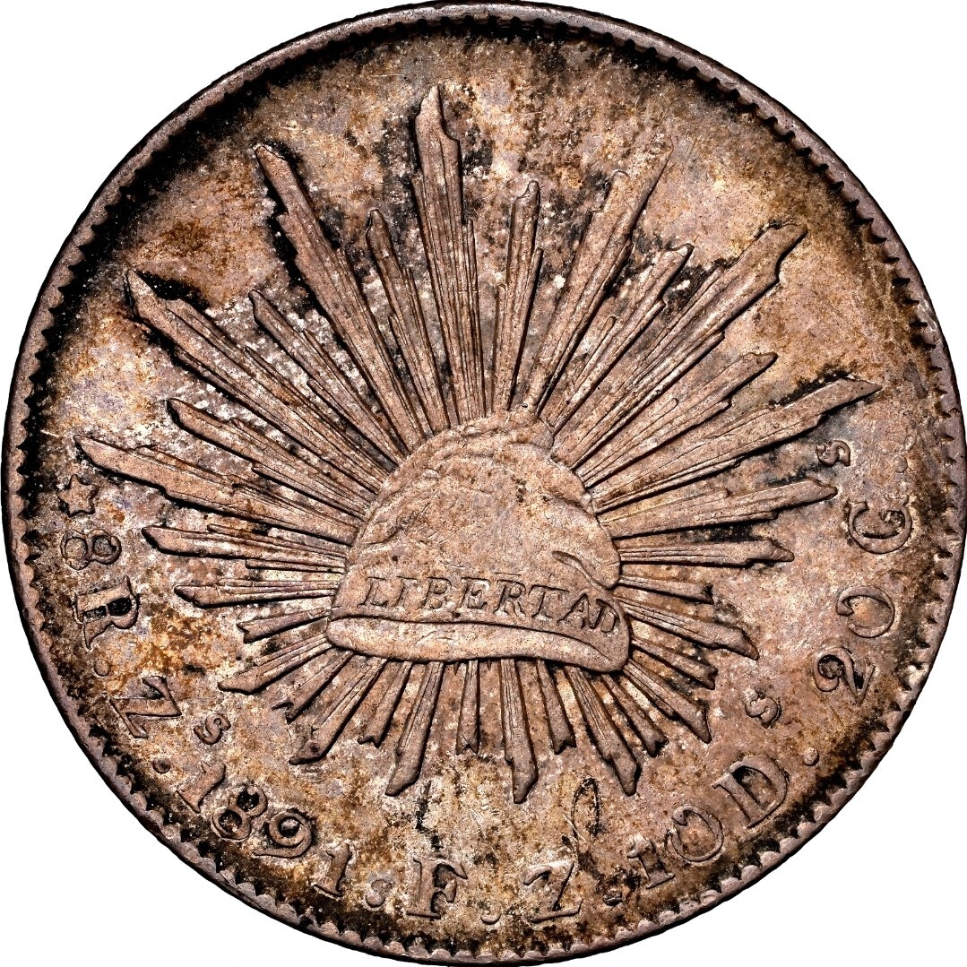 1891 Zs FZ Mexico Cap & Ray 8 Reales NGC AU 55 | eBay