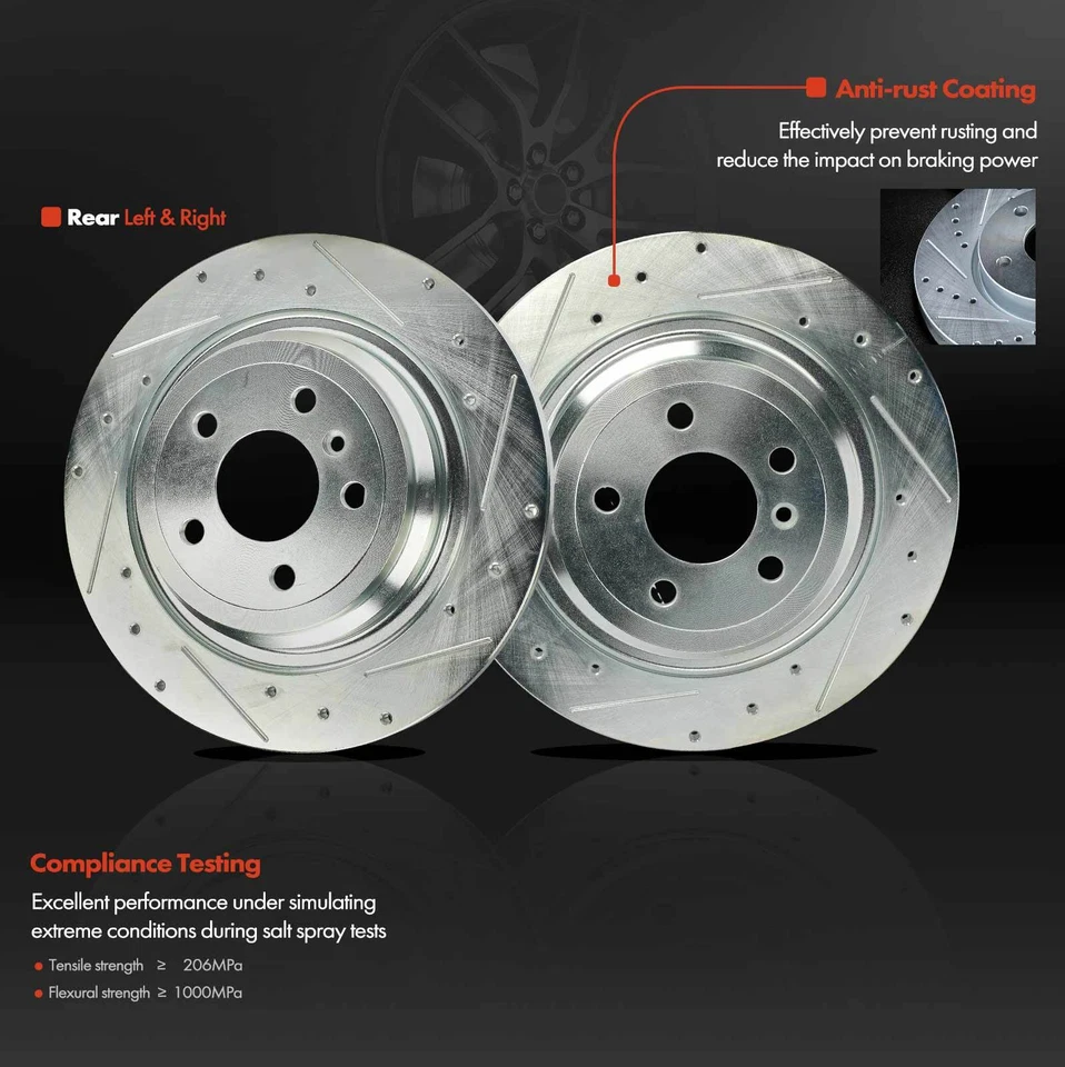 6 peças rotor de freio traseiro perfurado e pastilha de freio de cerâmica para BMW F10 528i 535i xDrive - Imagem 4 de 4