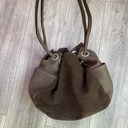 Bolso Hobo Boho Vintage Jill Cuero Marrón y Gamuza Ojal Cinch Boho - Imagen 6 de 8
