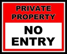 PRIVATE PROPERTY NO ENTRY - THROUGH ROAD METAL SIGN TIN PLAQUE OTHERS LISTED 995