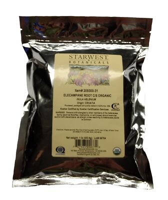 Organic Elecampane Root Cut and Sifted 1 Pound Kosher Certified  USDA Organic