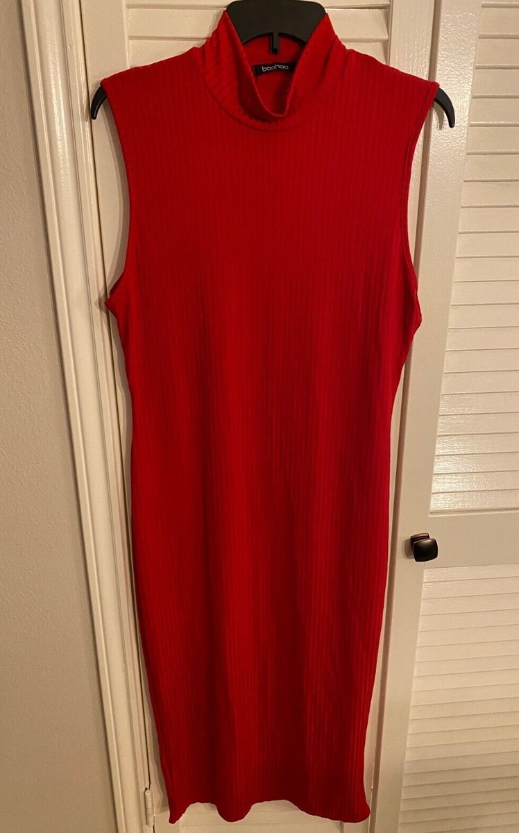 boohoo plus red dress boohoo Women's Plus Chiffon Ruffle Plunge Maxi Dress in Red