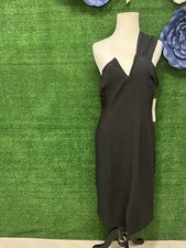 maeve by anthropologie Black One Shoulder Dress Size 8P Fits Like A Regular L