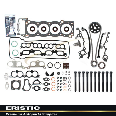 Head Gasket Set Bolts Timing Chain Kit Fits 95-04 Toyota Tacoma 2.4L DOHC 2RZFE